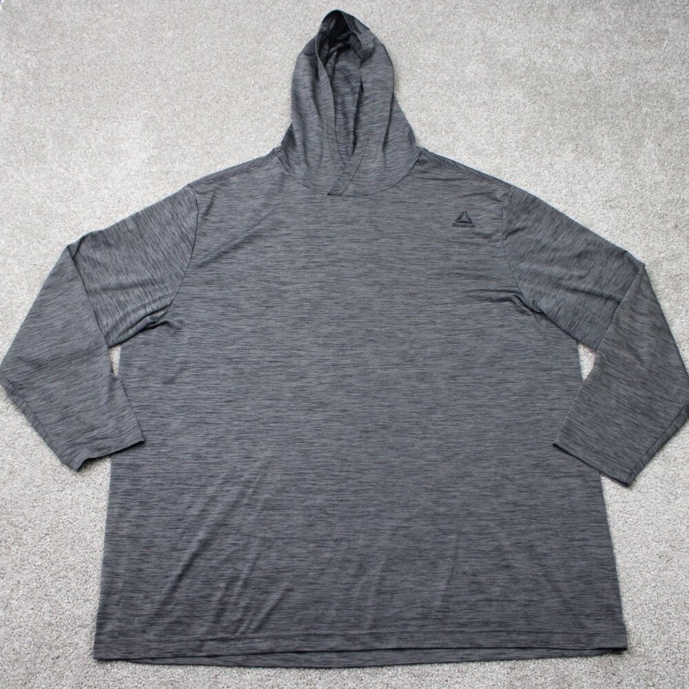 Reebok Hoodie Mens 3XL XXXL Gray Speedwick Lightweight Polyester Hooded Pullover